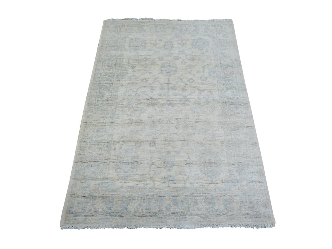 3'0" x 4'9" New Hand Knotted Ivory Wool Rectangle Oriental Rug - MOA10273041