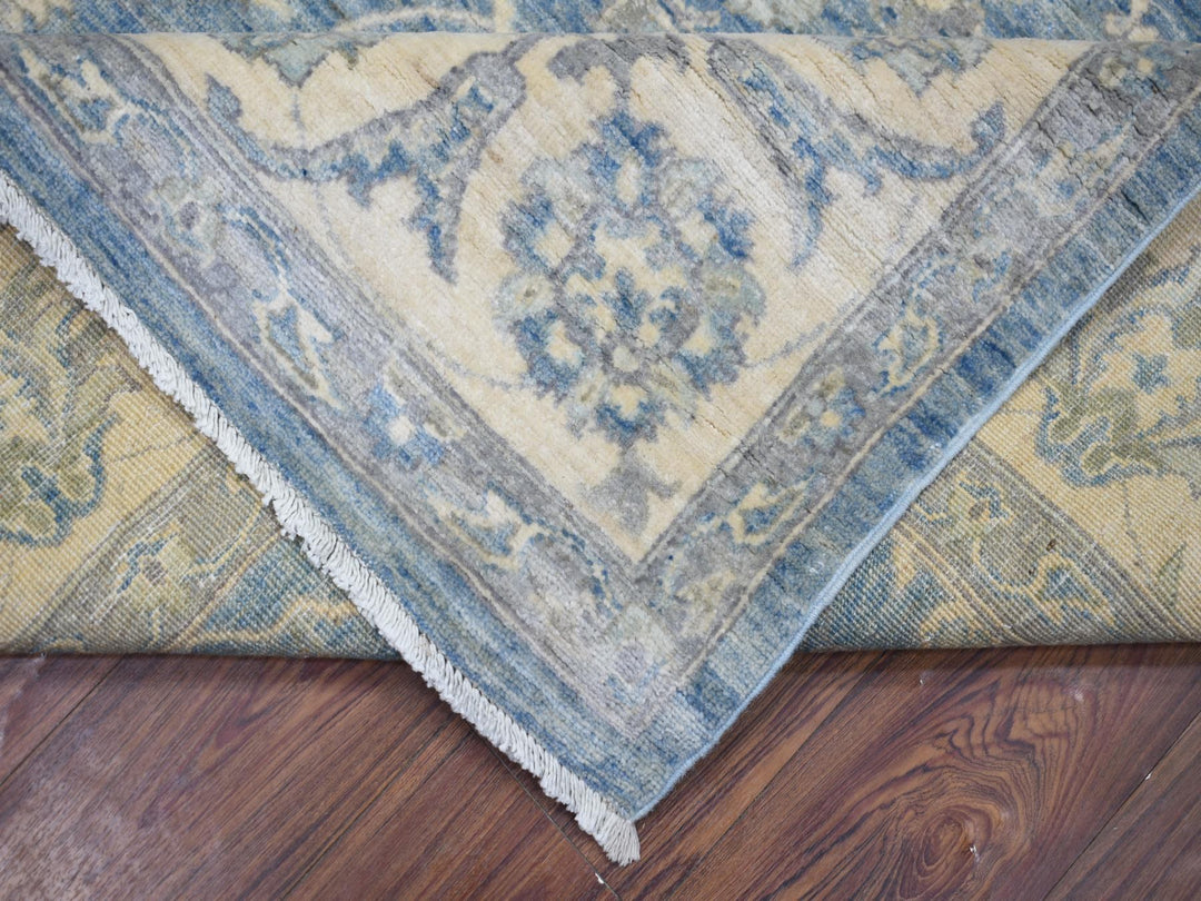 8'0" x 9'9" New Hand Knotted Blue Wool Rectangle Oriental Rug - MOA10273051