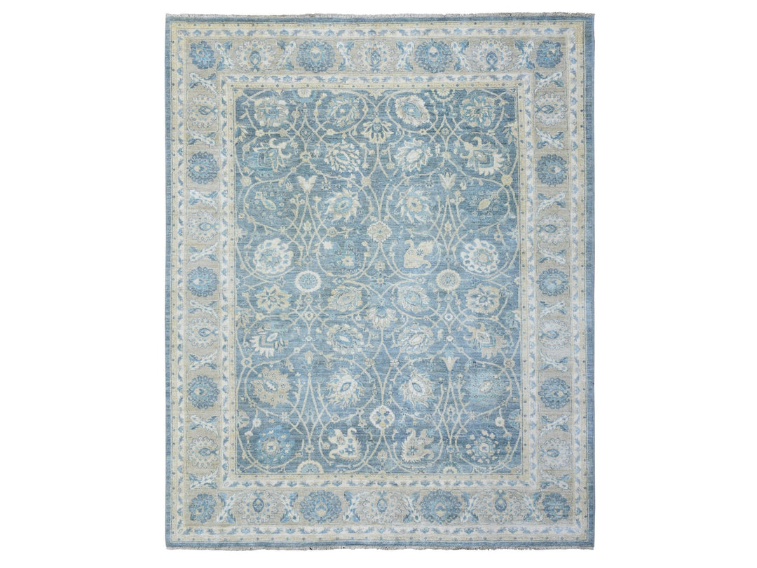 8'2" x 9'8" New Hand Knotted Grey Wool Rectangle Oriental Rug - MOA10273052