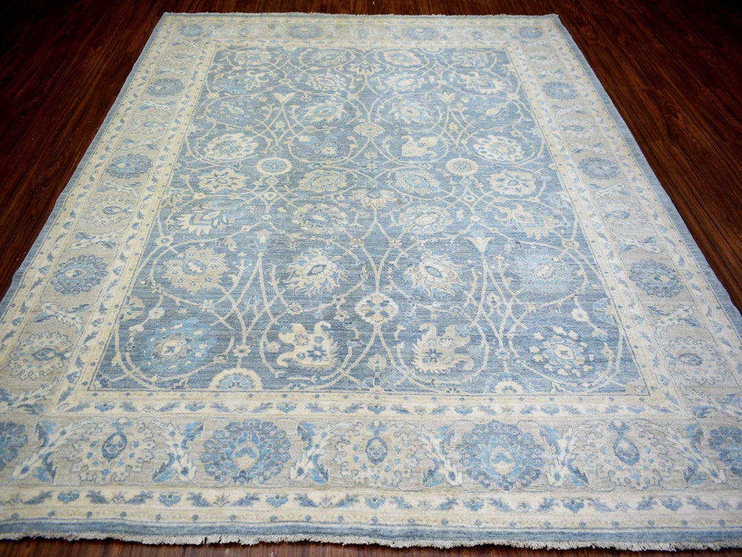 8'2" x 9'8" New Hand Knotted Grey Wool Rectangle Oriental Rug - MOA10273052