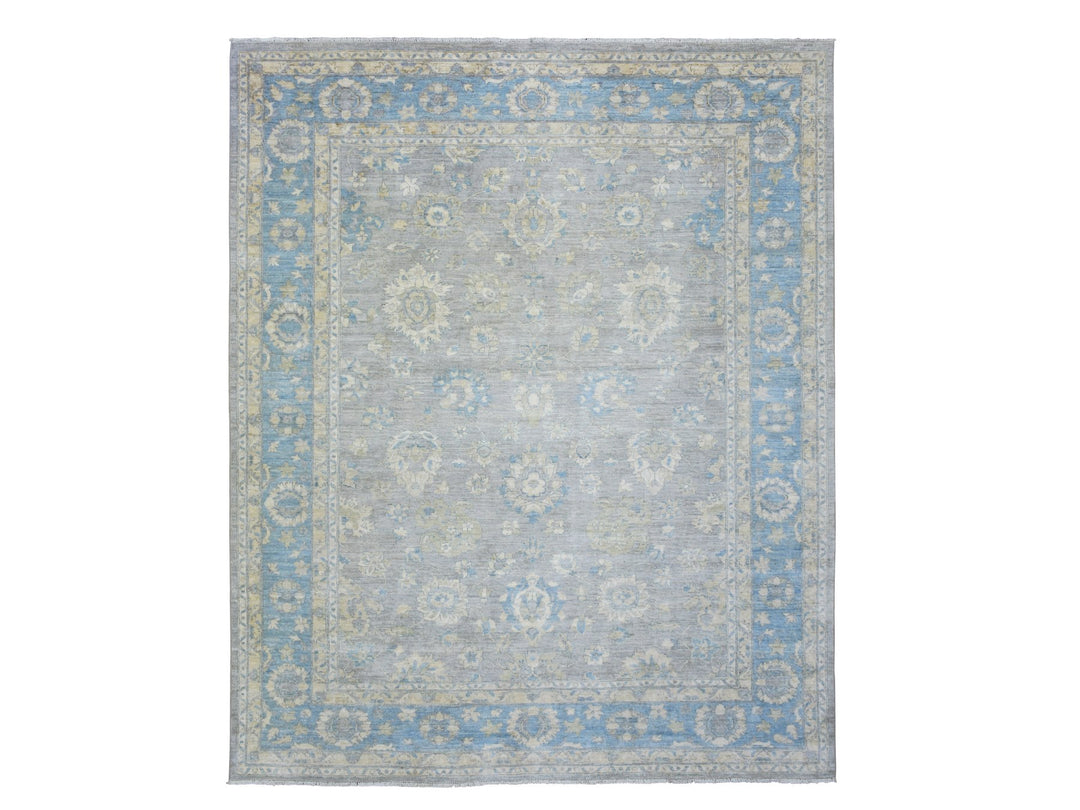 8'0" x 10'0" New Hand Knotted Grey Wool Rectangle Oriental Rug - MOA10273053
