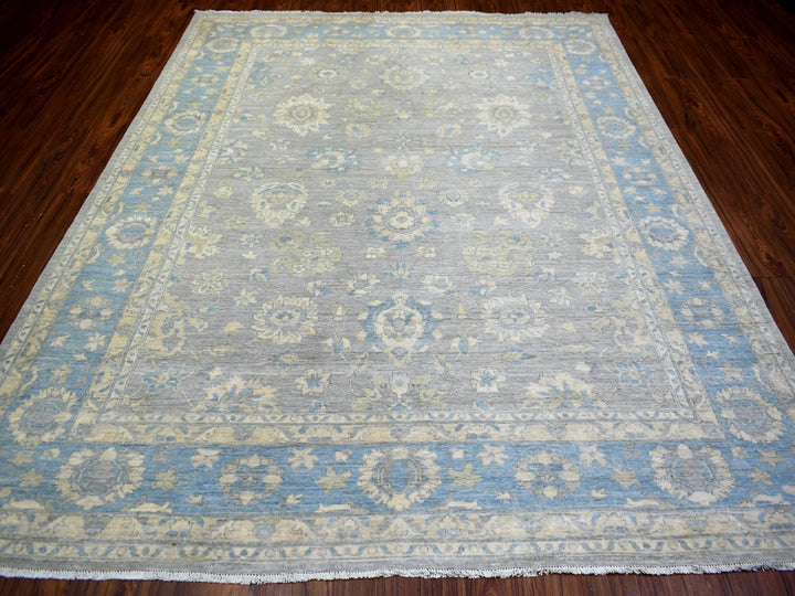 8'0" x 10'0" New Hand Knotted Grey Wool Rectangle Oriental Rug - MOA10273053