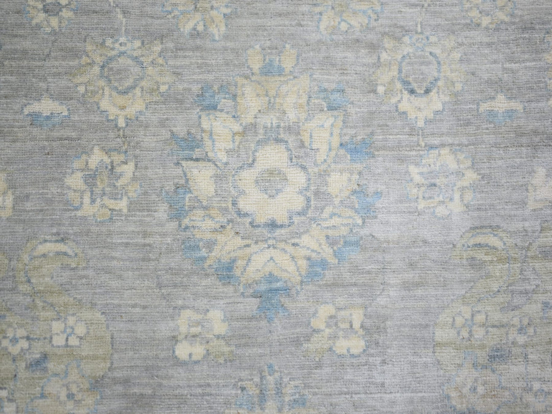 8'0" x 10'0" New Hand Knotted Grey Wool Rectangle Oriental Rug - MOA10273053