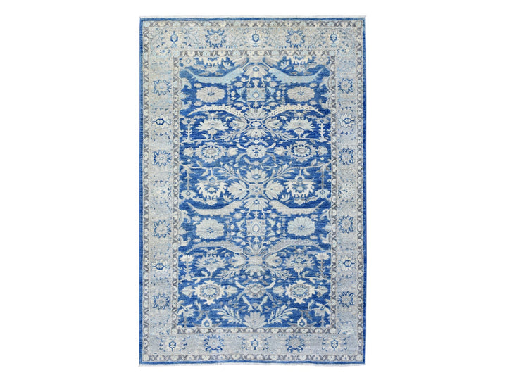 5'10" x 9'1" New Hand Knotted Blue Wool Rectangle Oriental Rug - MOA10273056