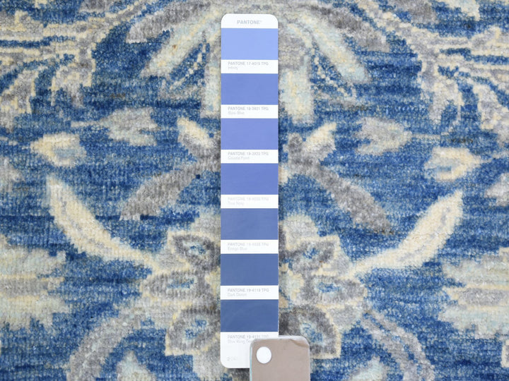 5'10" x 9'1" New Hand Knotted Blue Wool Rectangle Oriental Rug - MOA10273056