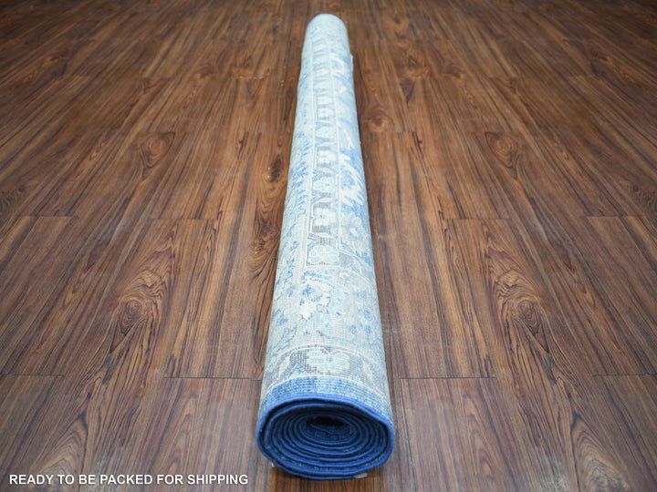 5'10" x 9'1" New Hand Knotted Blue Wool Rectangle Oriental Rug - MOA10273056