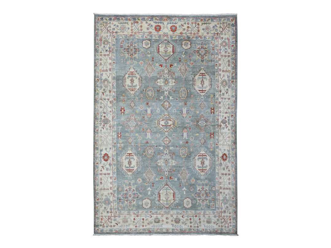 6'0" x 9'2" New Hand Knotted Grey Wool Rectangle Oriental Rug - MOA10273057