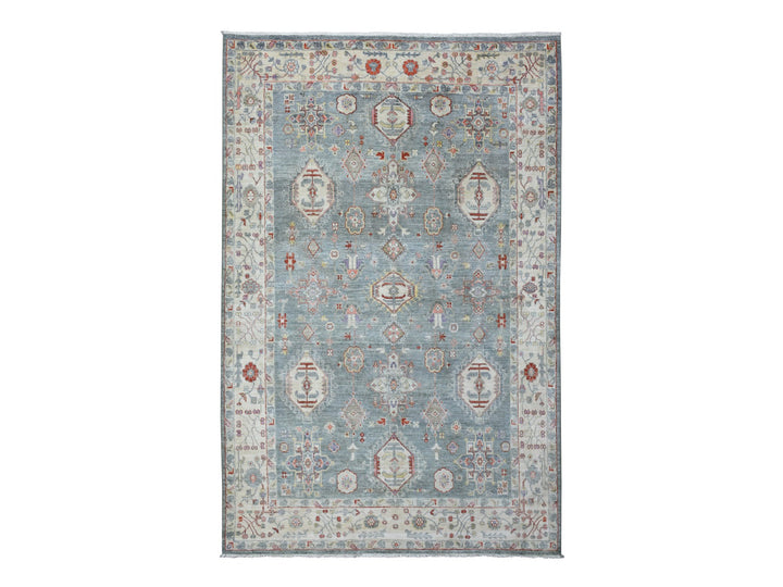 6'0" x 9'2" New Hand Knotted Grey Wool Rectangle Oriental Rug - MOA10273057