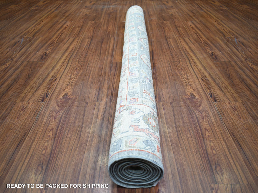 6'0" x 9'2" New Hand Knotted Grey Wool Rectangle Oriental Rug - MOA10273057
