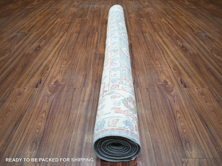 6'0" x 9'2" New Hand Knotted Grey Wool Rectangle Oriental Rug - MOA10273057
