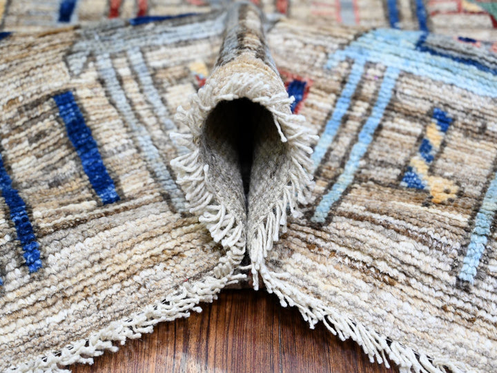 8'0" x 9'8" New Hand Knotted Beige Wool Rectangle Oriental Rug - MOA10273093