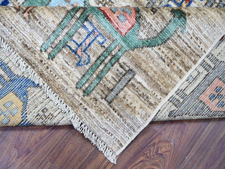 8'0" x 9'8" New Hand Knotted Beige Wool Rectangle Oriental Rug - MOA10273093