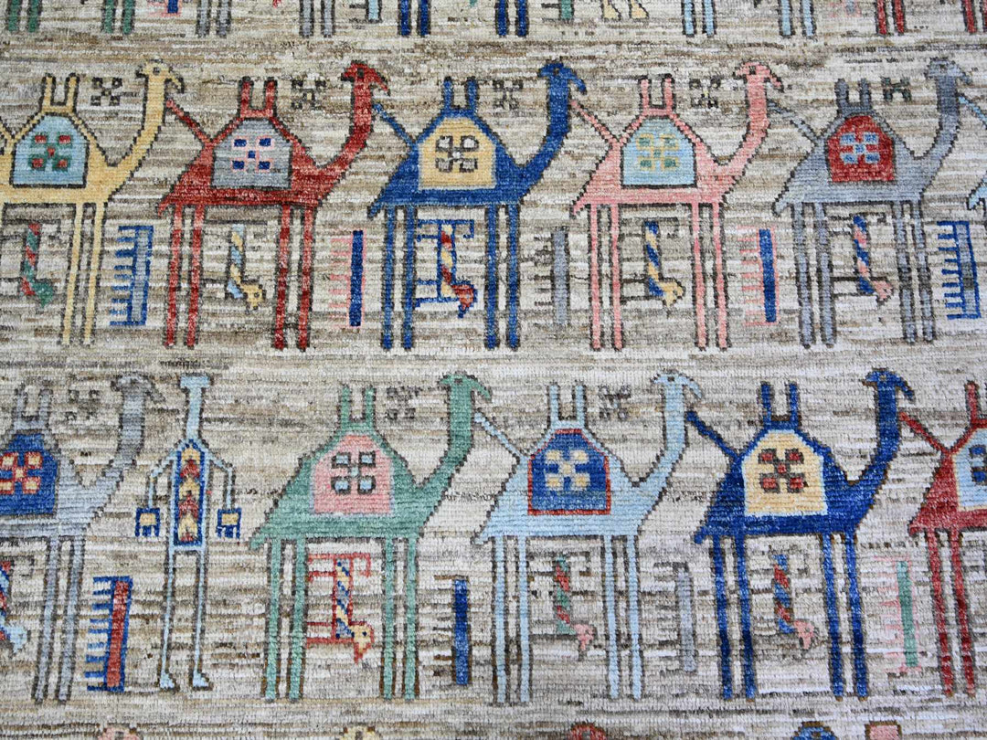 8'0" x 9'8" New Hand Knotted Beige Wool Rectangle Oriental Rug - MOA10273093