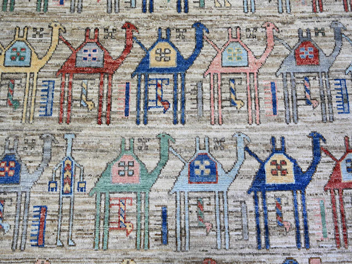 8'0" x 9'8" New Hand Knotted Beige Wool Rectangle Oriental Rug - MOA10273093