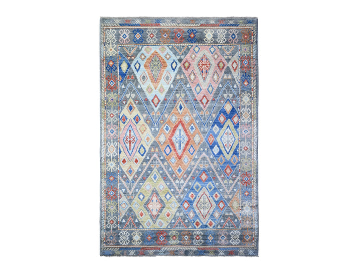 5'10" x 9'1" New Hand Knotted Grey Wool Rectangle Oriental Rug - MOA10273098