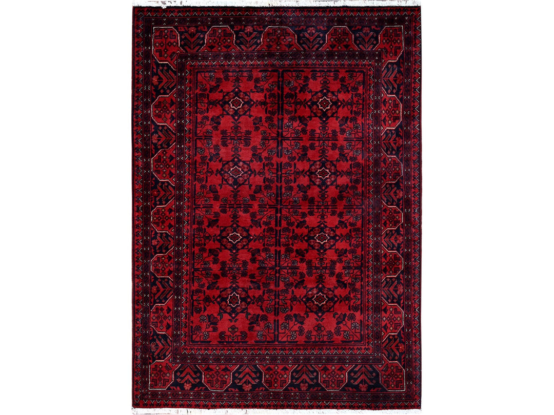 3'5" x 4'10" New Hand Knotted Red Wool Rectangle Oriental Rug - MOA102730