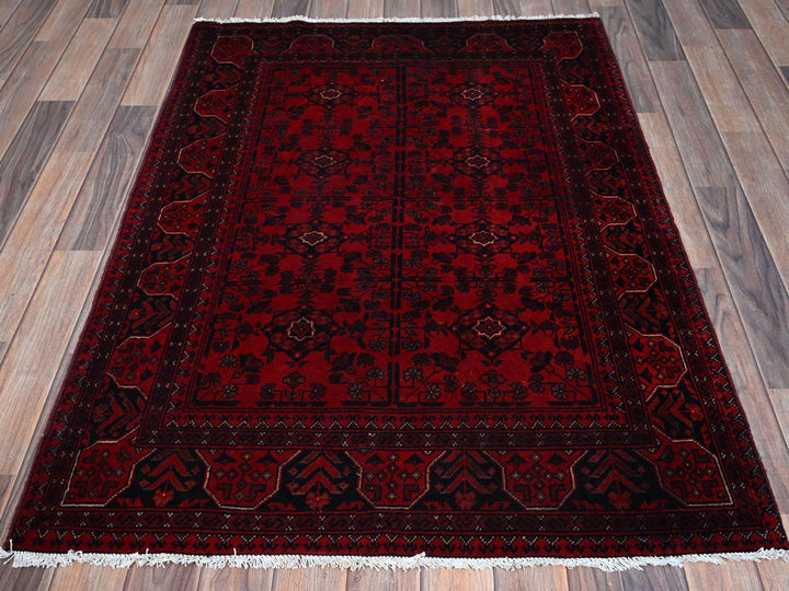 3'5" x 4'10" New Hand Knotted Red Wool Rectangle Oriental Rug - MOA102730