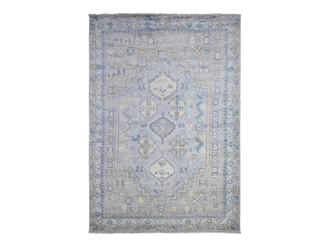 6'0" x 8'6" New Hand Knotted Grey Wool Rectangle Oriental Rug - MOA10273100