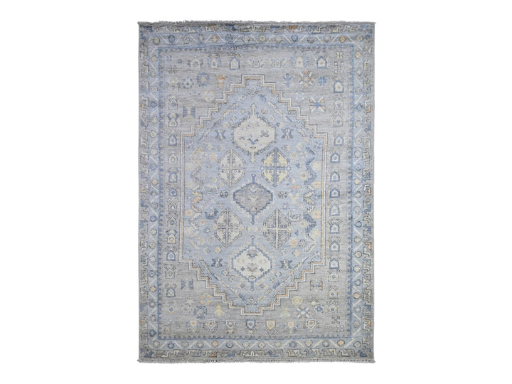 6'0" x 8'6" New Hand Knotted Grey Wool Rectangle Oriental Rug - MOA10273100
