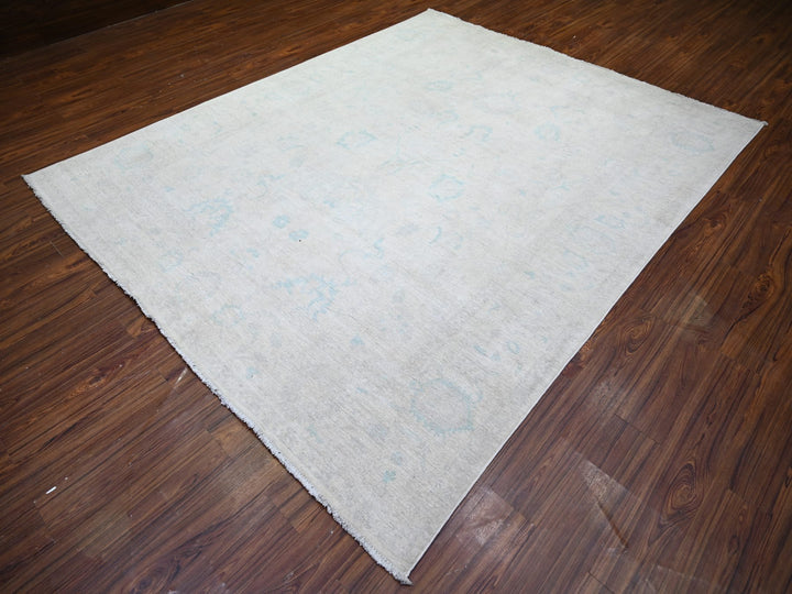 8'0" x 9'7" New Hand Knotted Ivory Wool Rectangle Oriental Rug - MOA10273110