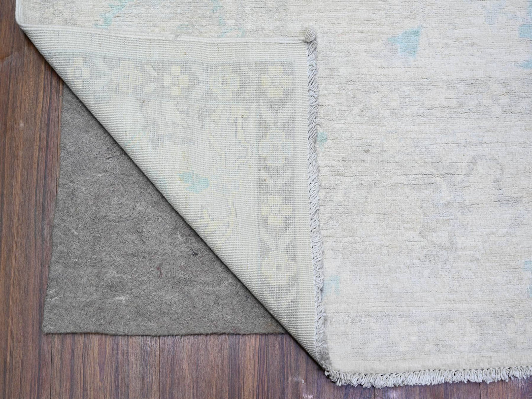 8'0" x 9'7" New Hand Knotted Ivory Wool Rectangle Oriental Rug - MOA10273110