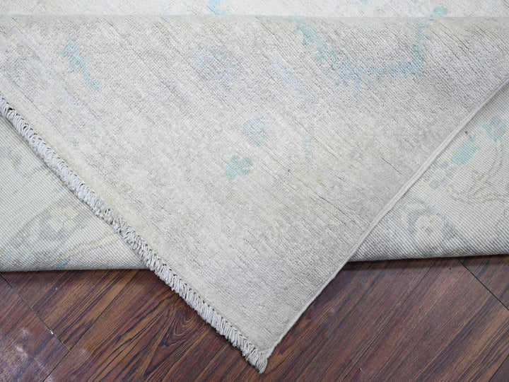 8'0" x 9'7" New Hand Knotted Ivory Wool Rectangle Oriental Rug - MOA10273110