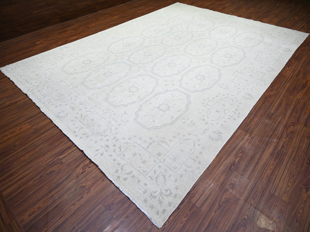 9'9" x 13'9" New Hand Knotted Ivory Wool Rectangle Oriental Rug - MOA10273112