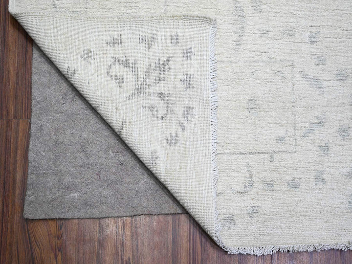 9'9" x 13'9" New Hand Knotted Ivory Wool Rectangle Oriental Rug - MOA10273112