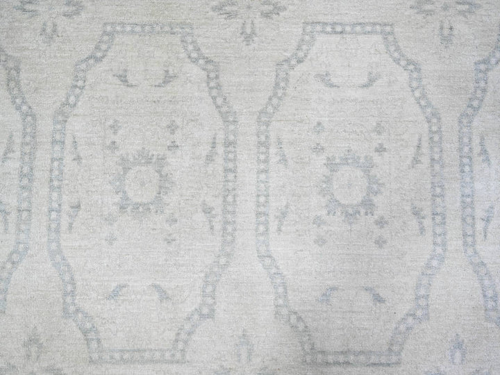 9'9" x 13'9" New Hand Knotted Ivory Wool Rectangle Oriental Rug - MOA10273112