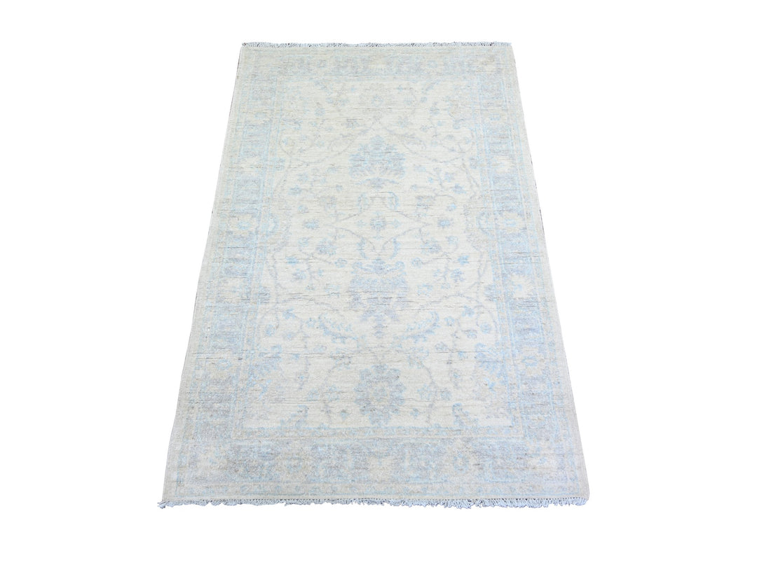 3'0" x 4'9" New Hand Knotted Ivory Wool Rectangle Oriental Rug - MOA10273114