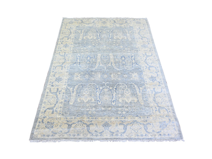 4'0" x 5'9" New Hand Knotted Grey Wool Rectangle Oriental Rug - MOA10273115