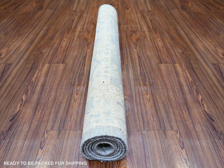 4'0" x 5'9" New Hand Knotted Grey Wool Rectangle Oriental Rug - MOA10273115