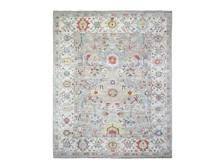 8'0" x 9'9" New Hand Knotted Grey Wool Rectangle Oriental Rug - MOA10273123