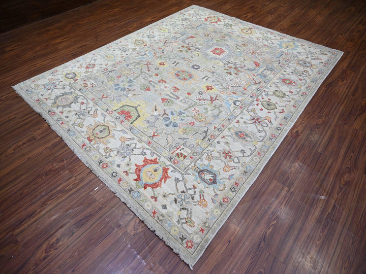 8'0" x 9'9" New Hand Knotted Grey Wool Rectangle Oriental Rug - MOA10273123