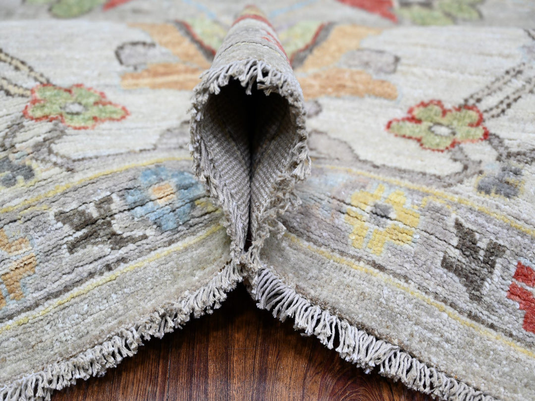 8'0" x 9'9" New Hand Knotted Grey Wool Rectangle Oriental Rug - MOA10273123