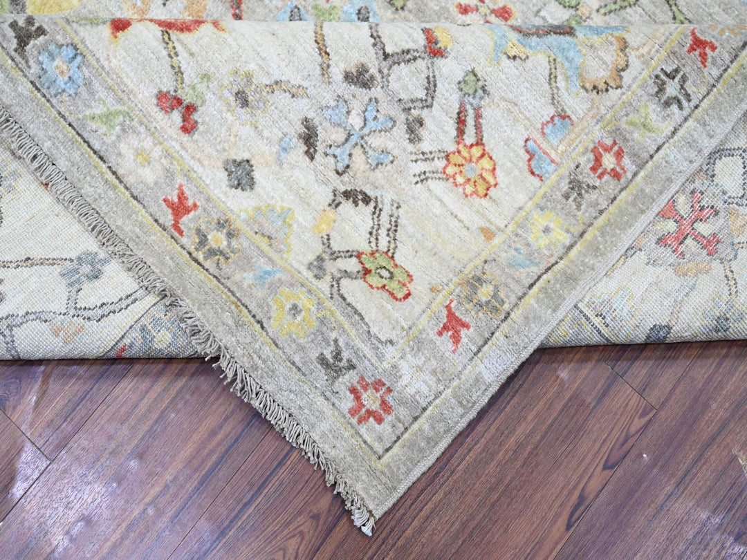 8'0" x 9'9" New Hand Knotted Grey Wool Rectangle Oriental Rug - MOA10273123