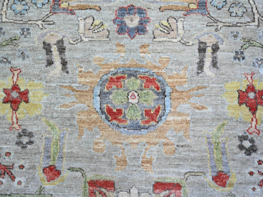 8'0" x 9'9" New Hand Knotted Grey Wool Rectangle Oriental Rug - MOA10273123
