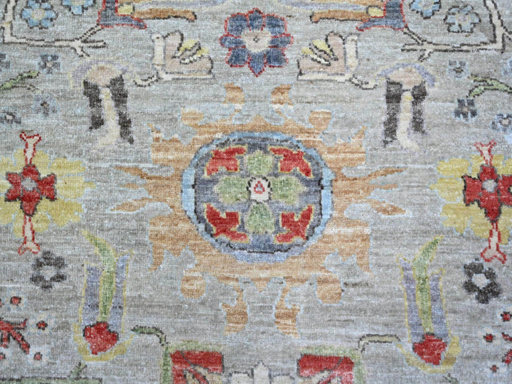 8'0" x 9'9" New Hand Knotted Grey Wool Rectangle Oriental Rug - MOA10273123