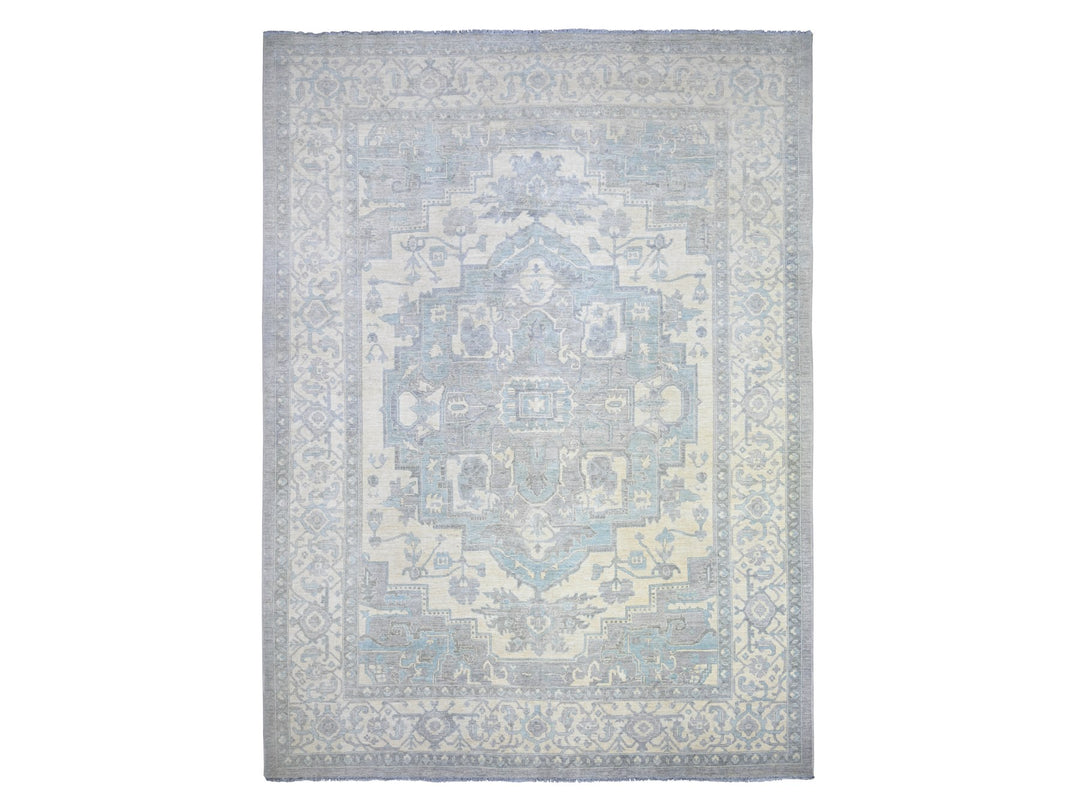 9'9" x 13'5" New Hand Knotted Grey Wool Rectangle Oriental Rug - MOA10273128