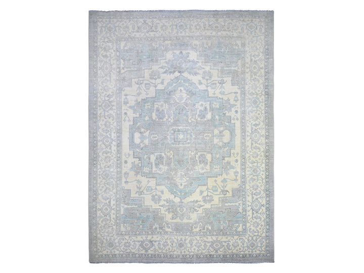9'9" x 13'5" New Hand Knotted Grey Wool Rectangle Oriental Rug - MOA10273128