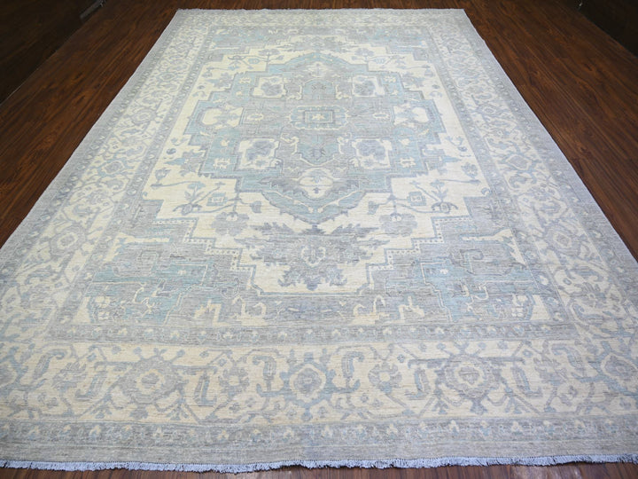 9'9" x 13'5" New Hand Knotted Grey Wool Rectangle Oriental Rug - MOA10273128