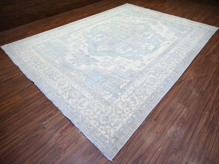 9'9" x 13'5" New Hand Knotted Grey Wool Rectangle Oriental Rug - MOA10273128