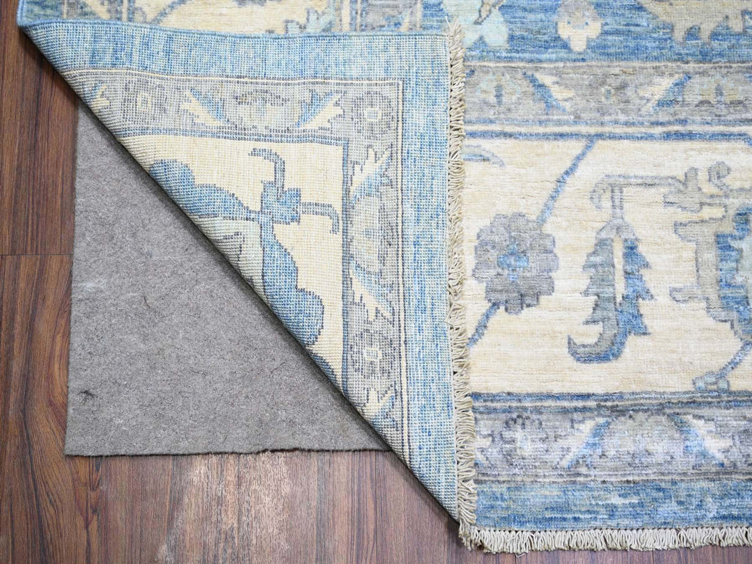 9'10" x 14'0" New Hand Knotted Blue Wool Rectangle Oriental Rug - MOA10273129