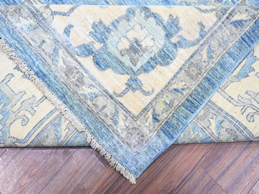 9'10" x 14'0" New Hand Knotted Blue Wool Rectangle Oriental Rug - MOA10273129