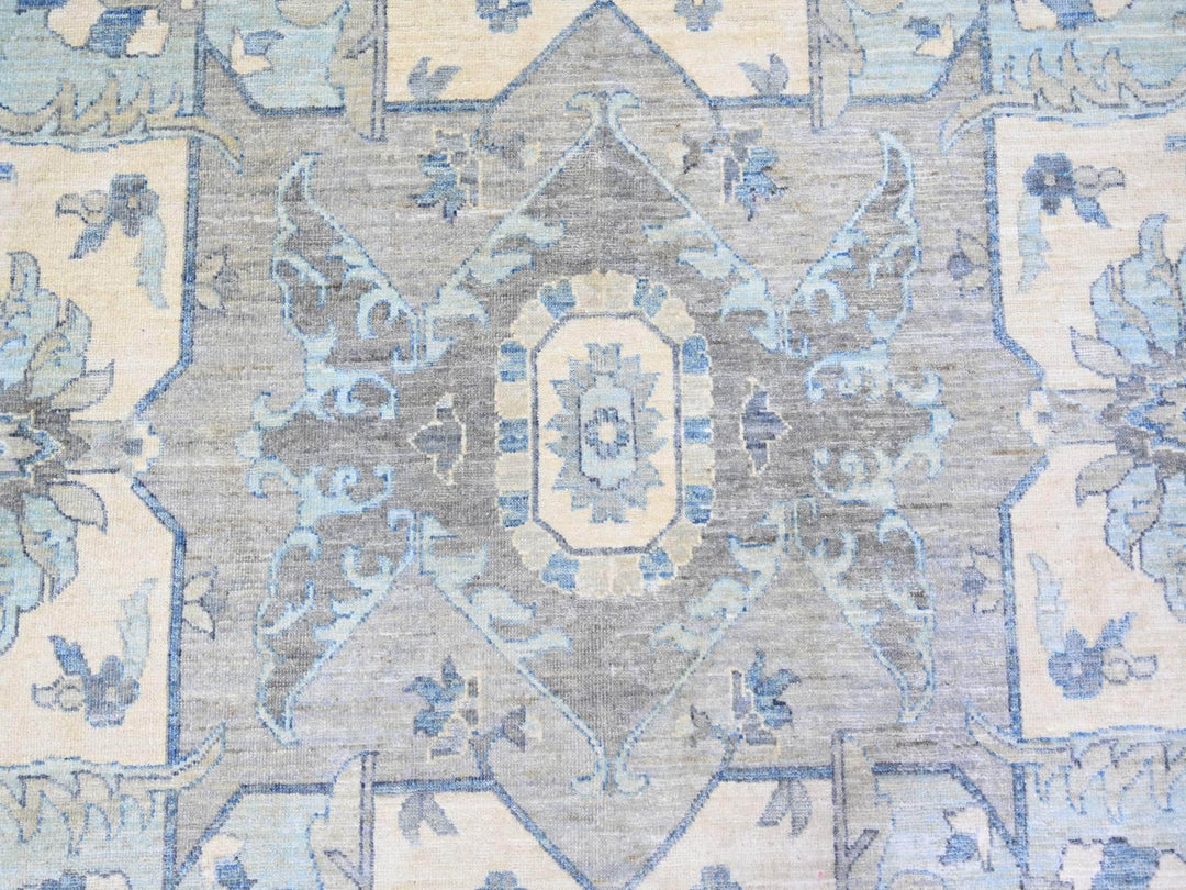 9'10" x 14'0" New Hand Knotted Blue Wool Rectangle Oriental Rug - MOA10273129
