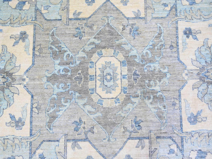 9'10" x 14'0" New Hand Knotted Blue Wool Rectangle Oriental Rug - MOA10273129
