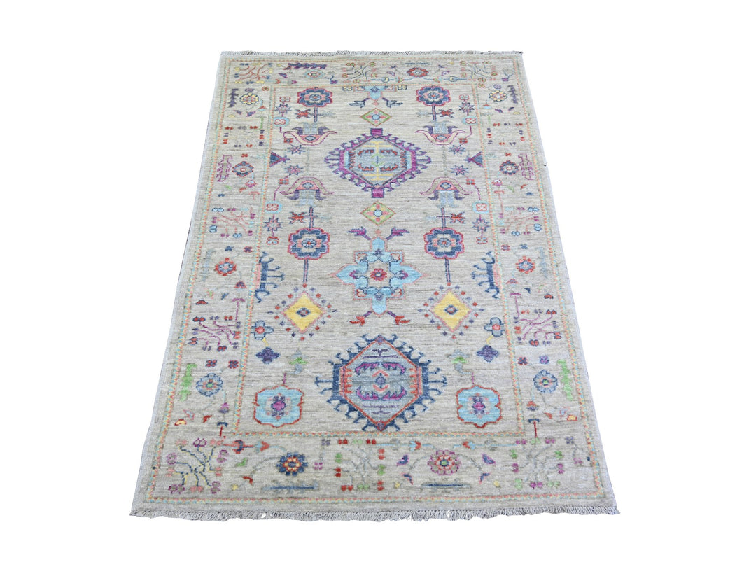 3'0" x 4'10" New Hand Knotted Beige Wool Rectangle Oriental Rug - MOA10273131