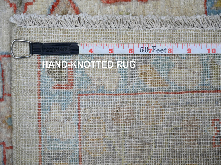 6'0" x 9'0" New Hand Knotted Beige Wool Rectangle Oriental Rug - MOA10273143