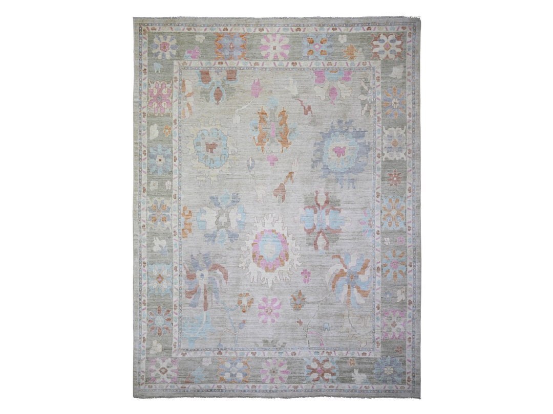 11'10" x 15'5" New Hand Knotted Grey Wool Rectangle Oriental Rug - MOA10273147
