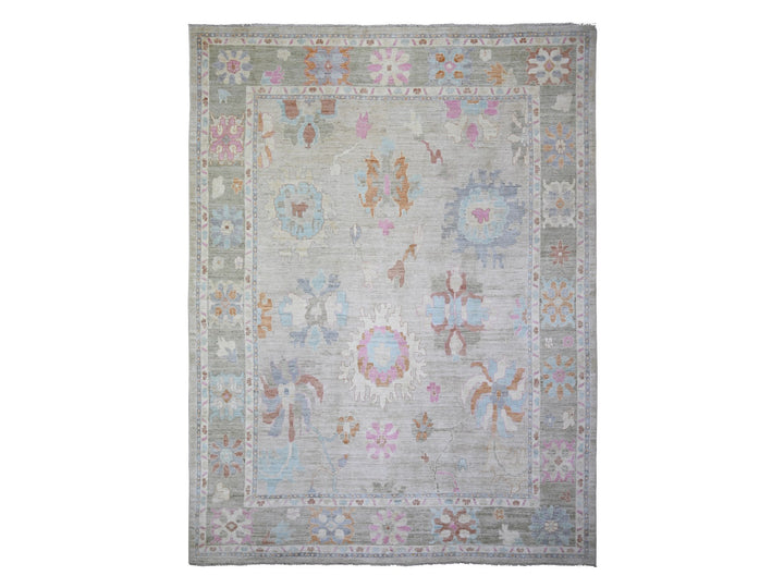 11'10" x 15'5" New Hand Knotted Grey Wool Rectangle Oriental Rug - MOA10273147